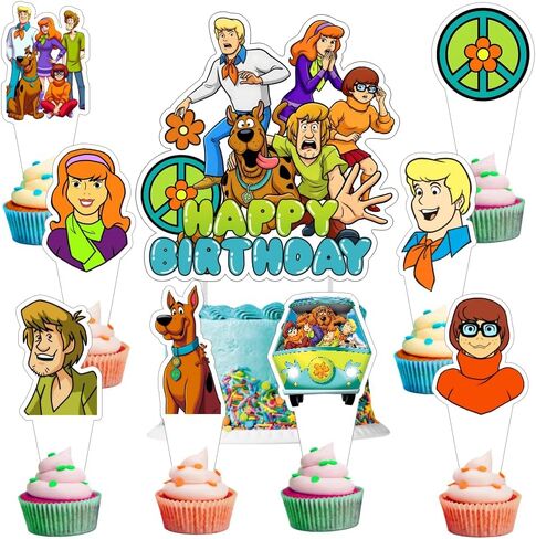 25pcs Scooby Dog Cake Decorations with 1pcs Cake Topper, 24pcs Cupcake Toppers for The Scooby Dog Birthday Party Supplies in Saudi Arabia