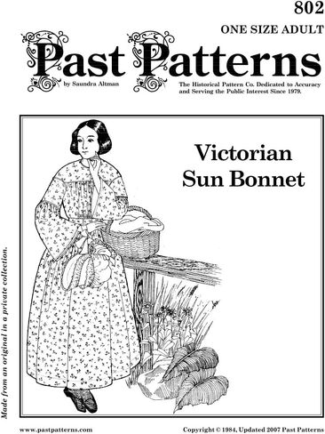 0802, Victorian Sunbonnet Sewing Pattern, Civil War, Pioneer, 19th Century Historical Costume, Living History, Reenactment, DIY Sewing in Saudi Arabia
