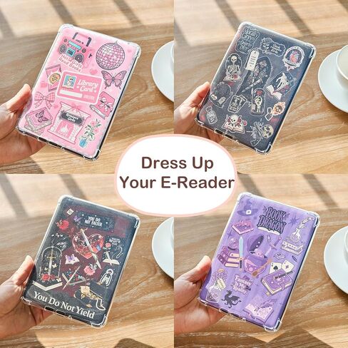 14PCS Inserts cardstock+50pcs Bookish Stickers for E-Reader, Compatible with 6" Kindle Basic Decorating Decor Accessories,Kindle Insert for Clear case,Book Tracker in Saudi Arabia