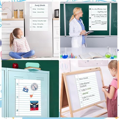 2 Sheets Magnetic Notebook Paper Total Area 23.6" x 17.3" Dry Erase Magnetic Lined Paper for Classroom Whiteboard Giant Reusable Handwriting Notebook Poster for School Office Teacher Teaching Supplies in Kuwait