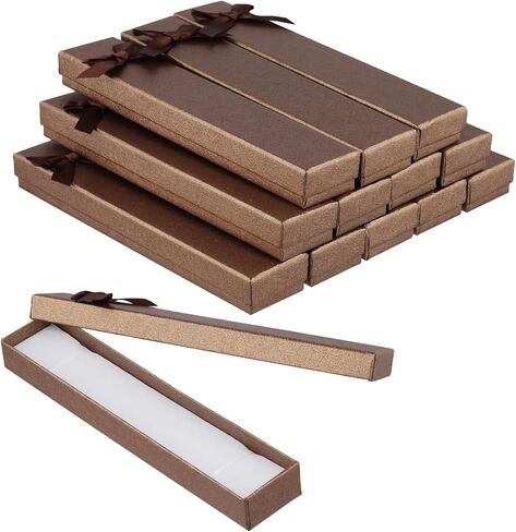 SINJEUN 36 PCS Empty Pen Gift Box, Brown Pen Boxes, Cardboard Pen Presentation Box with Bow Decor for Gift Birthday Souvenir Jewelry Display in Kuwait