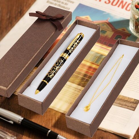 SINJEUN 36 PCS Empty Pen Gift Box, Brown Pen Boxes, Cardboard Pen Presentation Box with Bow Decor for Gift Birthday Souvenir Jewelry Display in Kuwait