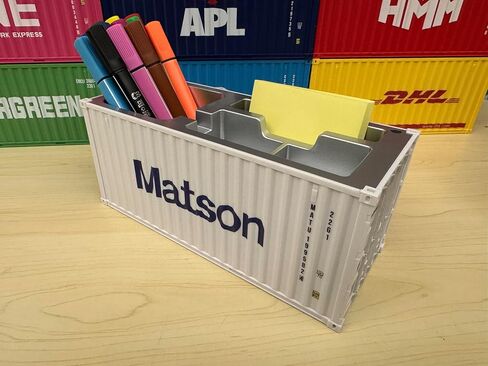 Desk Organizer, Pen Pencil Holder, Business Name Cards Holder, Shipping Container Model Storage Box, Secret Storage Box with Multiple Compartments Office Supplies Multi-function (Matson) in Saudi Arabia