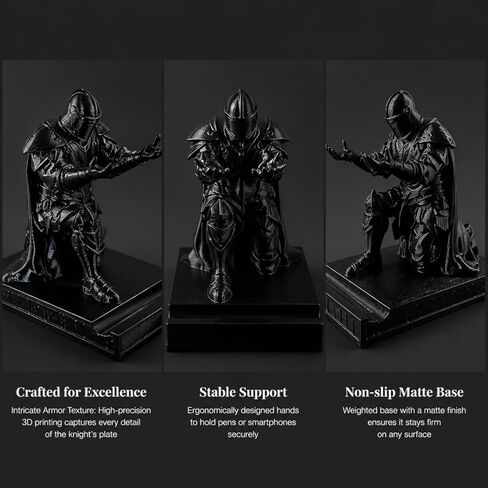 Knight Pen Holder Desk Organizer, 3D Printed Medieval Armor Figurine, Unique Pencil Holder for Desk Decor, Holds Pens Brushes Tools, Creative Office Gift for Men Women (Knight) in Kuwait