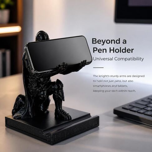 Knight Pen Holder Desk Organizer, 3D Printed Medieval Armor Figurine, Unique Pencil Holder for Desk Decor, Holds Pens Brushes Tools, Creative Office Gift for Men Women (Knight) in Kuwait