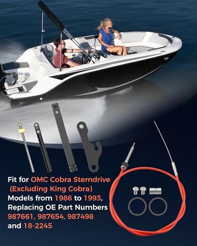 Lower Shift Cable Assembly Fit for OMC Cobra Sterndrive 1986–1993, Includes Mounting Bracket and Hardware, Replaces 987661 987654 987498 18-2245 in Saudi Arabia