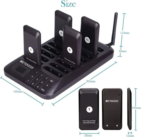 Retevis B3H Walkie Talkie Bundle with Retekess TD157 Restaurant Pager System, 16-Pager Long-Range Wireless Calling System, 6-Pack Business Two-Way Radios for Restaurants, Food Trucks, Retail Store in Kuwait