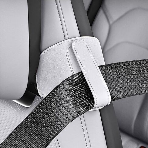 Seat Belt Adjuster & Holder for Easy Reach, Seatbelt Grabber Guide Clip and Stopper, Universal Car Accessory for Sport Seats with Headrest Pass-Through, Fit for Driver & Passenger (Beige) in Saudi Arabia