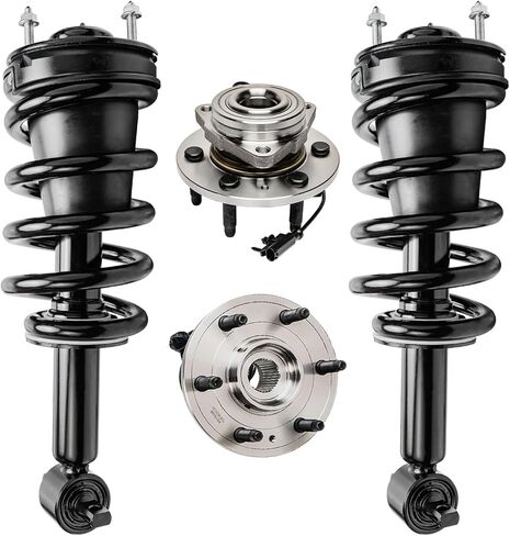 Detroit Axle - 4WD Front Wheel Bearing Hubs Struts for 2007-2013 Chevy Silverado 1500 GMC Sierra 1500, 2007-2014 Yukon XL Suburban 1500 Tahoe Escalade EXT 2 Wheel Bearing Hubs 2 Struts w/Coil Spring in Kuwait