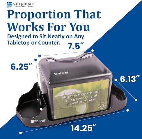 San Jamar - H4005CTBK H4005 Venue Table Top Fullfold Control Napkin Dispenser with Caddy, 200 Capacity, Black Pearl in Saudi Arabia