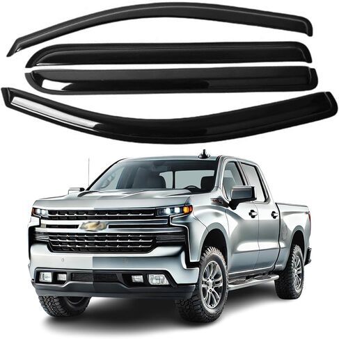 Fits for Chevrolet Silverado/GMC Sierra 1500 Year 2019 2020 2021 2022 2023 Crew Cab Truck, ZH Acrylic Window Visor Sun Rain Deflector Guard 4 Pieces 2mm Thickened… in Saudi Arabia