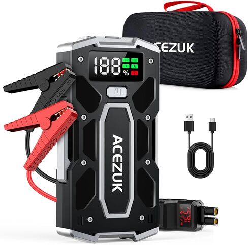 Jump Starter with Air Compressor, 8000A 150PSI Portable Car Jump Starter, 12V Jump Start Pack (All Gas/12L Diesel),Portable Car Jump Starter with Smart Jump Cables, LED Lights in Saudi Arabia
