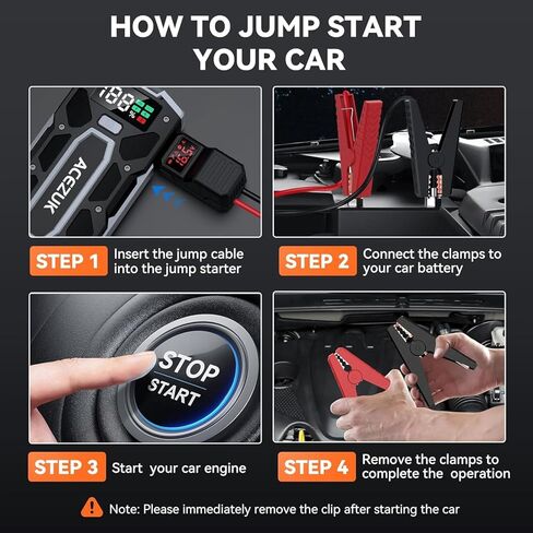 Jump Starter with Air Compressor, 8000A 150PSI Portable Car Jump Starter, 12V Jump Start Pack (All Gas/12L Diesel),Portable Car Jump Starter with Smart Jump Cables, LED Lights in Saudi Arabia
