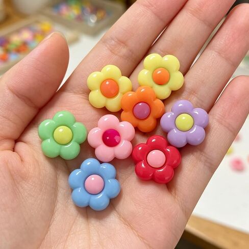 130PCS Acrylic Flower Beads for Jewelry Making, 16mm Colorful Floral Spacer Beads for Bracelets, Necklaces, DIY Beading Craft Supplies in Saudi Arabia