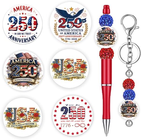 America 250th Anniversary Silicone Beads, 10Pcs Patriotic Focal Beads for DIY Bracelets, Keychains, Beaded Pens & Memorial Gifts in Saudi Arabia