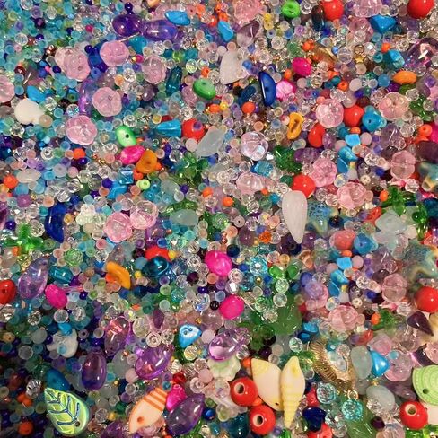 Assorted Beads for Jewelry Making, DlY Arts Crafts Decorative Colorful Crystal Glass Plastic Mixed Beads Different Shapes Assortment 2-22mm for Women Above 12 Years Old Half Pound in Saudi Arabia