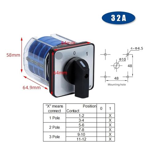 LW26-32/3 Changeover Rotary Cam Switch with Cover 660V 32A 3 Poles Control Electronic Starter LW28 YMW26(01) in Saudi Arabia