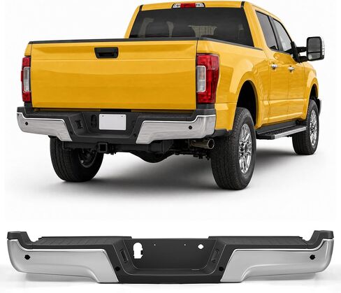 VRC Rear Bumper Assembly Compatible with 2017 2018 2019 2020 2021 2022 FORD F250 F350 F-250 F-350,Chrome Steel Back Bumper W/o Sensor(Chrome W/o Sensor Holes) in Saudi Arabia