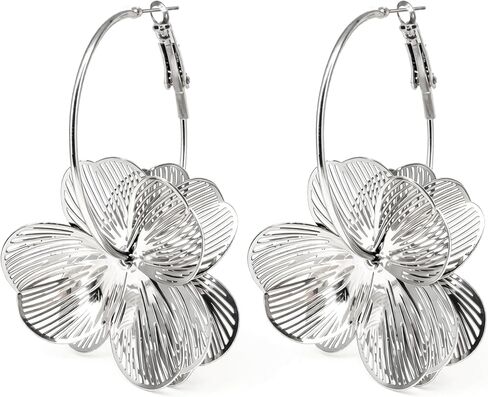 Gold Flower Earrings for Women Boho Orchid Earrings Floral Hoop Petal Earring Prom Wedding Jewelry in Saudi Arabia