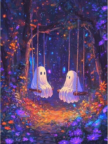 Diamond Art Kits for Adults, 5D Full Drill Halloween Ghost Diamond Painting Kit, Easy DIY for Beginners, Relaxing Arts and Crafts, Home Decor & Gift, 12x16 Inch in Kuwait
