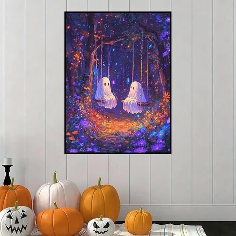 Diamond Art Kits for Adults, 5D Full Drill Halloween Ghost Diamond Painting Kit, Easy DIY for Beginners, Relaxing Arts and Crafts, Home Decor & Gift, 12x16 Inch in Kuwait
