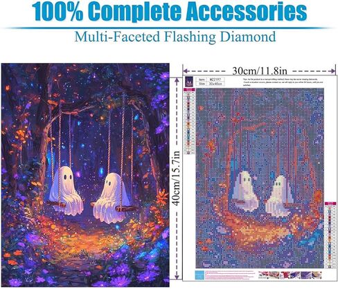 Diamond Art Kits for Adults, 5D Full Drill Halloween Ghost Diamond Painting Kit, Easy DIY for Beginners, Relaxing Arts and Crafts, Home Decor & Gift, 12x16 Inch in Kuwait