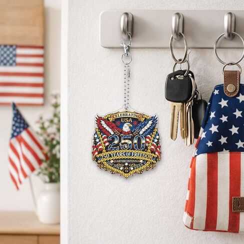 American 250th Anniversary Patriotic Keychain, DIY Diamond Art Painting Sparkling Rhinestone Independence Day Keepsake in Kuwait