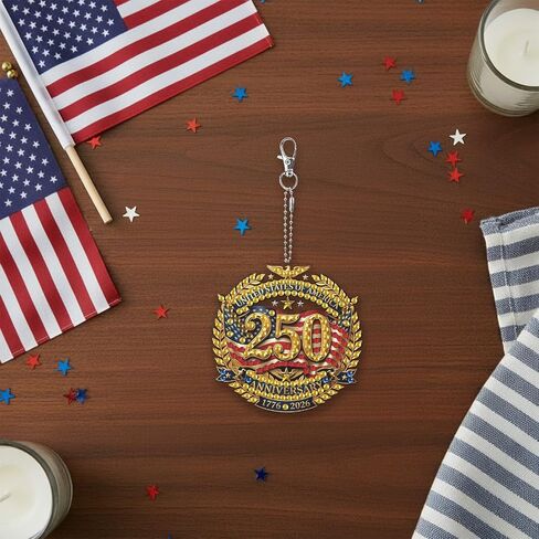 American 250th Anniversary Patriotic Keychain, DIY Diamond Art Painting Sparkling Rhinestone Independence Day Keepsake in Kuwait