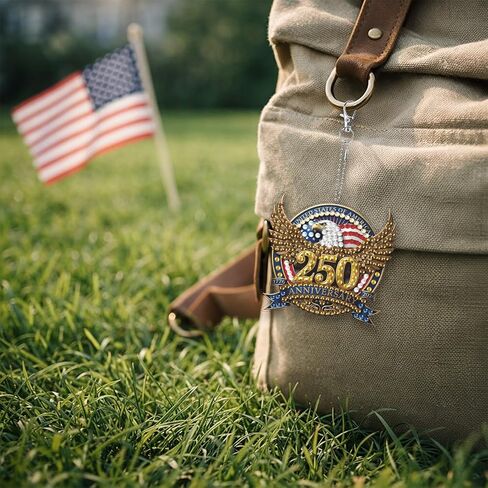 American 250th Anniversary Patriotic Keychain, DIY Diamond Art Painting Sparkling Rhinestone Independence Day Keepsake in Kuwait