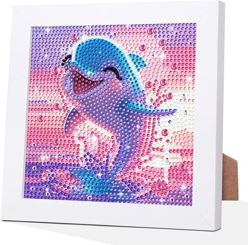 HEIBAGO 4th of July Patriotic Diamond Art Kits for Kids with Frame,5D Heart American Flag Diamond Painting for Kids Ages 4-6-8-12, DIY Easy Gem Art Kit with Beautiful Package for Home Decoration 7X7In in Kuwait