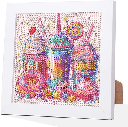 HEIBAGO 4th of July Patriotic Diamond Art Kits for Kids with Frame,5D Heart American Flag Diamond Painting for Kids Ages 4-6-8-12, DIY Easy Gem Art Kit with Beautiful Package for Home Decoration 7X7In in Kuwait
