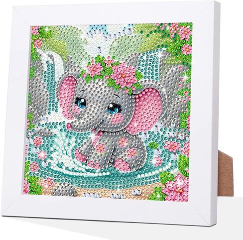 HEIBAGO 4th of July Patriotic Diamond Art Kits for Kids with Frame,5D Heart American Flag Diamond Painting for Kids Ages 4-6-8-12, DIY Easy Gem Art Kit with Beautiful Package for Home Decoration 7X7In in Kuwait