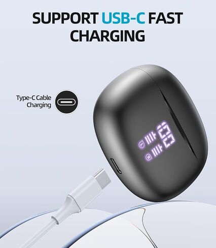 Wireless Earbuds, Bluetooth 5.3 Headphones [Support Wireless Charging] 40H Playback Deep Bass Stereo Earphones with Dual Mic Clear Calls with LED Display for iPhone Android TV Laptop Sports in Kuwait