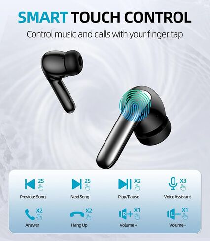 Wireless Earbuds, Bluetooth 5.3 Headphones [Support Wireless Charging] 40H Playback Deep Bass Stereo Earphones with Dual Mic Clear Calls with LED Display for iPhone Android TV Laptop Sports in Kuwait