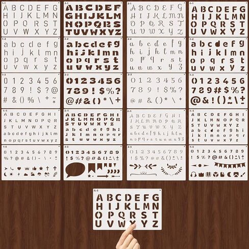 4 Fonts Small Letter Stencils for Painting 0.5 & 1 Inch, 20PCS Reusable Alphabet Symbol Number Stencils for Journaling Scrapbook Crafts Art Projects in Saudi Arabia