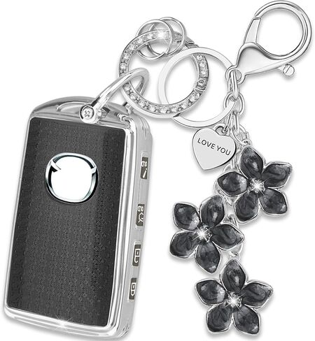 Pink TPU Key Fob Cover with Sakura Flower Keychain Compatible with Mazda 3 6 MX-5 Miata MX-30 CX-5 CX-9 CX-30 CX-50,CX-60 CX-70 CX-90 2025 4-Button Smart Key for Women in Kuwait