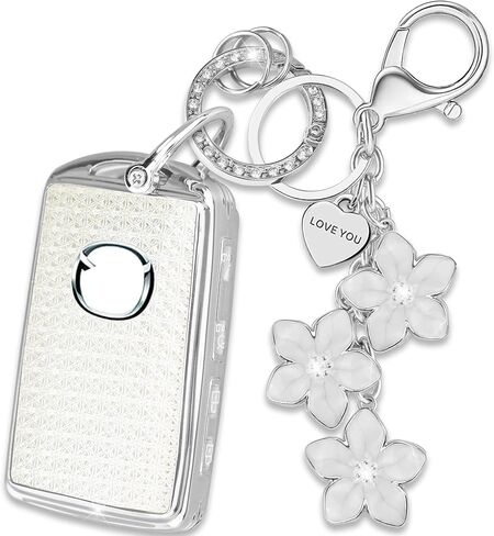 Pink TPU Key Fob Cover with Sakura Flower Keychain Compatible with Mazda 3 6 MX-5 Miata MX-30 CX-5 CX-9 CX-30 CX-50,CX-60 CX-70 CX-90 2025 4-Button Smart Key for Women in Kuwait