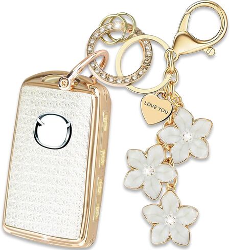 Pink TPU Key Fob Cover with Sakura Flower Keychain Compatible with Mazda 3 6 MX-5 Miata MX-30 CX-5 CX-9 CX-30 CX-50,CX-60 CX-70 CX-90 2025 4-Button Smart Key for Women in Kuwait