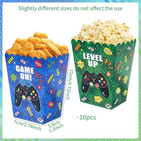 10Pcs Video Game Popcorn Boxes Level Up Candy Goodie Boxes Gaming Party Favors Gift Bags Video Game Birthday Party Supplies Baby Shower Decorations in Saudi Arabia