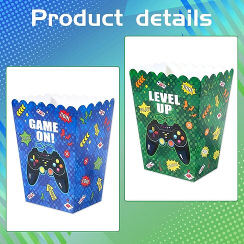 10Pcs Video Game Popcorn Boxes Level Up Candy Goodie Boxes Gaming Party Favors Gift Bags Video Game Birthday Party Supplies Baby Shower Decorations in Saudi Arabia