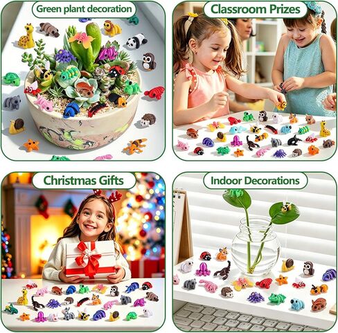 50Pcs Mini 3D Printed Animals for Kids Articulated Flexible Wiglets Toys 3D Printed Figurines for Boys and Girls Party Favors Goodie Bag Stuffers School Classroom Prizes in Saudi Arabia