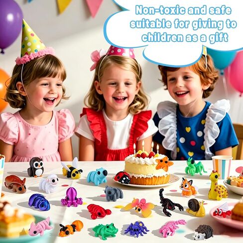 50Pcs Mini 3D Printed Animals for Kids Articulated Flexible Wiglets Toys 3D Printed Figurines for Boys and Girls Party Favors Goodie Bag Stuffers School Classroom Prizes in Saudi Arabia