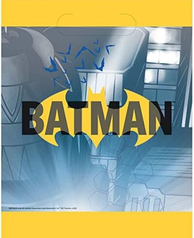 Batman Birthday Party Supplies Favor Bundle Pack includes 8 Loot Bags, 8 Bracelets, 24Tattoos, 8 Stickers Sheets, 8 Party PaperMasks, 1 Dinosaur Sticker Sheet in Saudi Arabia