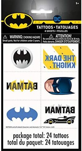 Batman Birthday Party Supplies Favor Bundle Pack includes 8 Loot Bags, 8 Bracelets, 24Tattoos, 8 Stickers Sheets, 8 Party PaperMasks, 1 Dinosaur Sticker Sheet in Saudi Arabia