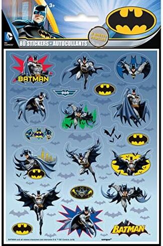Batman Birthday Party Supplies Favor Bundle Pack includes 8 Loot Bags, 8 Bracelets, 24Tattoos, 8 Stickers Sheets, 8 Party PaperMasks, 1 Dinosaur Sticker Sheet in Saudi Arabia