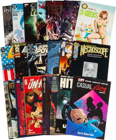 DC Marvel 18+ Comic Book Value Gift Set- 20 Different Adult/Mature Content Comics from Vertigo, Max, & Independent Publishers - No Dupes or Fillers, Top Artists- Great Set for Graphic Novel & Art Fans in Kuwait