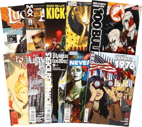 DC Marvel 18+ Comic Book Value Gift Set- 20 Different Adult/Mature Content Comics from Vertigo, Max, & Independent Publishers - No Dupes or Fillers, Top Artists- Great Set for Graphic Novel & Art Fans in Kuwait