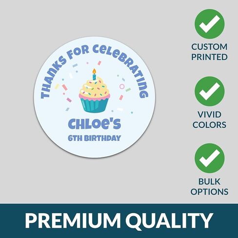 Custom Birthday Stickers with Name & Age – Round Personalized Paper Labels for Kids Birthday Party Favors, Goodie Bags, Treat Bags & Decorations – 50 to 1000 Stickers (Teddy & Balloons) in Saudi Arabia