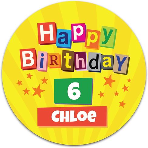 Custom Birthday Stickers with Name & Age – Round Personalized Paper Labels for Kids Birthday Party Favors, Goodie Bags, Treat Bags & Decorations – 50 to 1000 Stickers (Teddy & Balloons) in Saudi Arabia