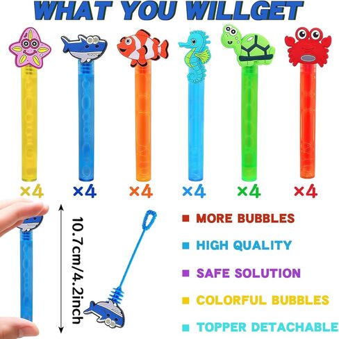 Ocean Theme Party Favors,24Pcs Under the Sea Bubble Wands for Kids,Cute Bubble Wand for Birthday Party Supplies, Pinata Stuffers for Kids Goodie Bag fillers Gifts Classroom Prizes in Saudi Arabia